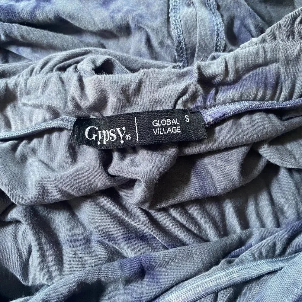 URBAN OUTFITTERS Blue Tie-Dye stretch Empire Waist Goddess MAXI Dress *SMALL* - Picture 6 of 6
